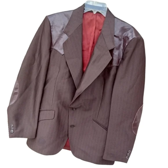 Alamo Made in Mexico Brown Western Rodeo Blazer Leather Accents Men Size 42R - Picture 2 of 16